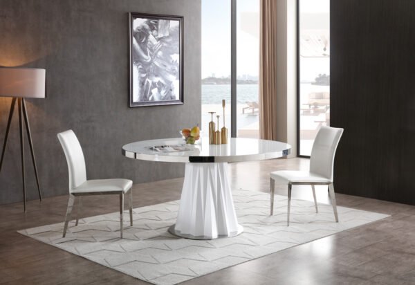Mesa de comedor Mesa de comedor redonda blanca
  moderna Modrest Cabaret – Envíos a todo México | FurnitureMX