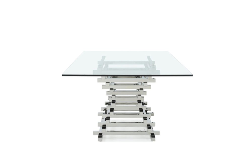 Mesa de comedor rectangular moderna de vidrio Modrest Crawford