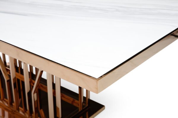 Mesa de comedor Mesa de comedor Modrest Marston
  moderna de mármol blanco y oro rosa – Envíos a todo México | FurnitureMX