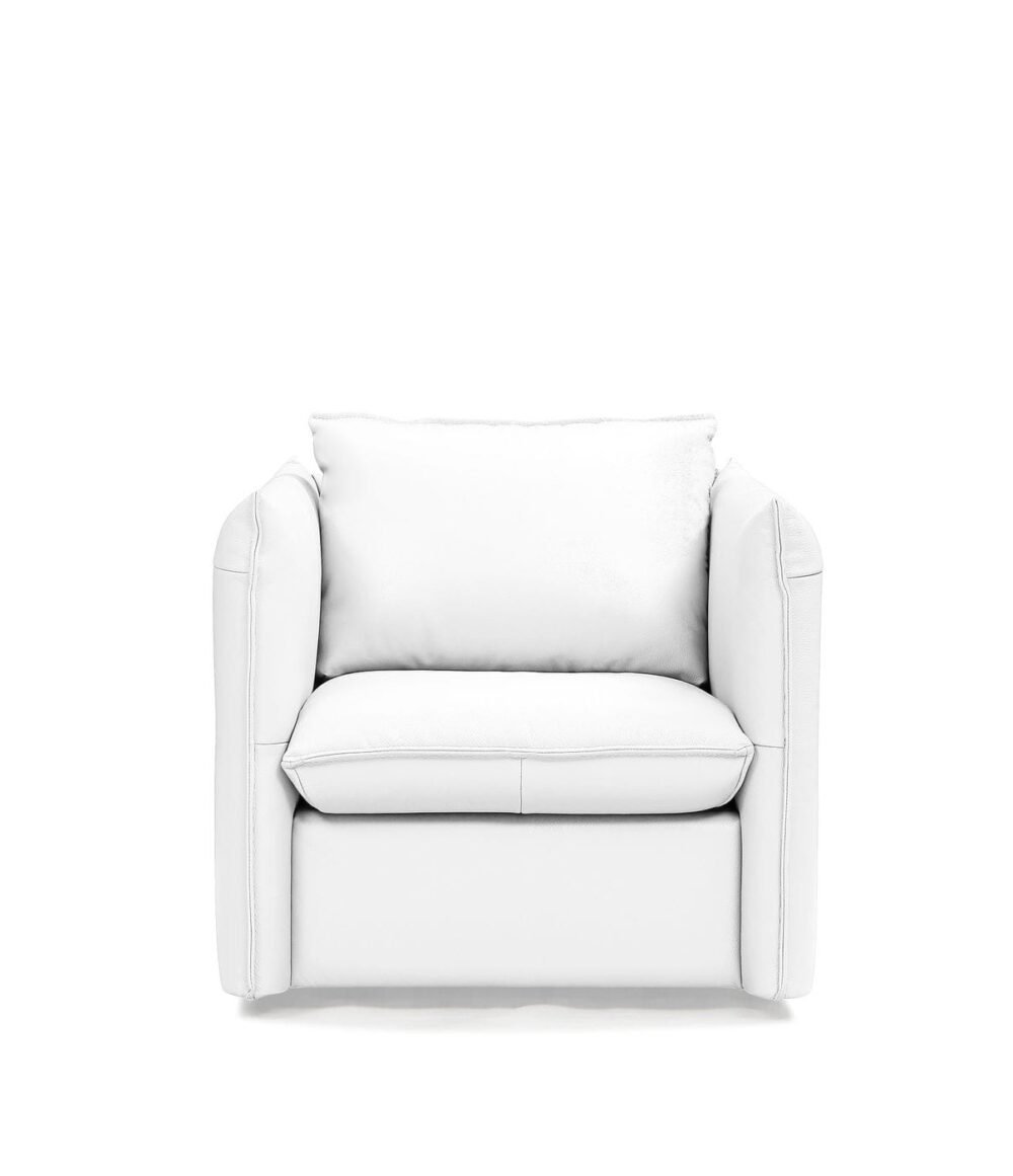Divani Casa Tamworth – Sillón giratorio moderno de cuero blanco