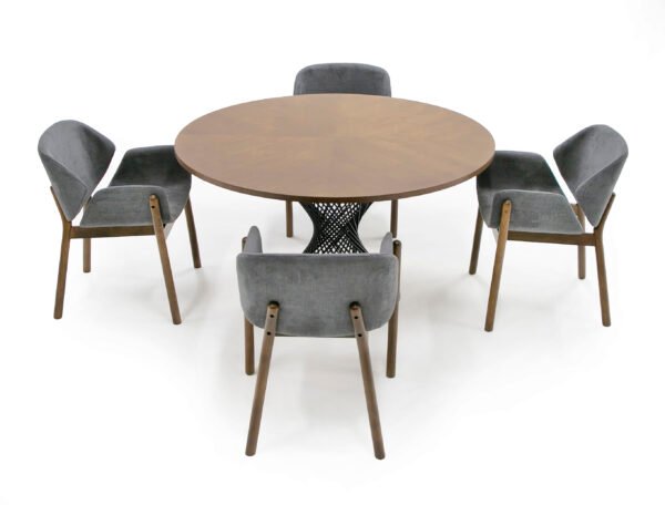 Mueble Mesa Modrest Theresa moderna redonda de
  nogal y negro – Envíos a todo México | FurnitureMX