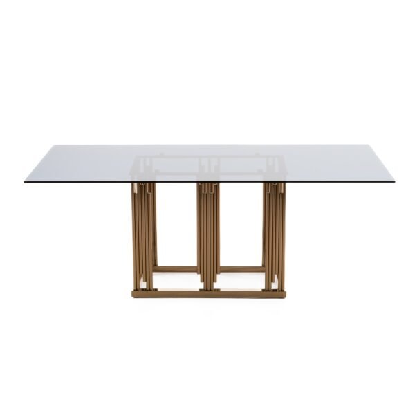 Mesa de comedor Mesa de comedor moderna Modrest
  Token de vidrio gris ahumado y oro rosa – Envíos a todo México | FurnitureMX