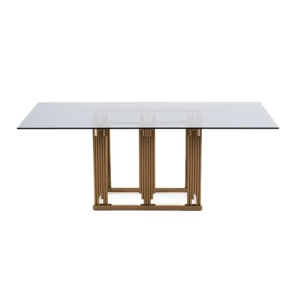 Mesa de comedor Mesa de comedor moderna Modrest
  Token de vidrio gris ahumado y oro rosa – Envíos a todo México | FurnitureMX