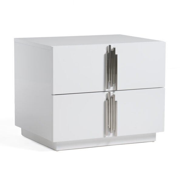 Mueble Modrest Token - Mesita de noche moderna de
  acero inoxidable y color blanco – Envíos a todo México | FurnitureMX
