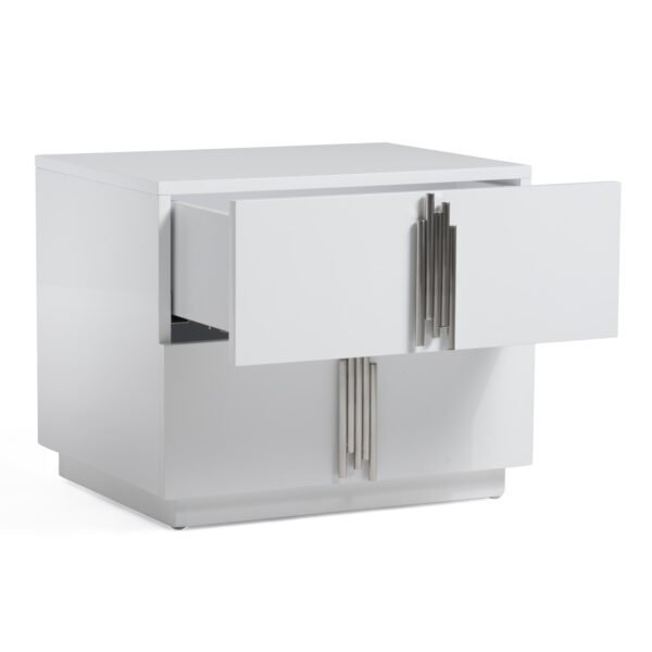 Mueble Modrest Token - Mesita de noche moderna de
  acero inoxidable y color blanco – Envíos a todo México | FurnitureMX