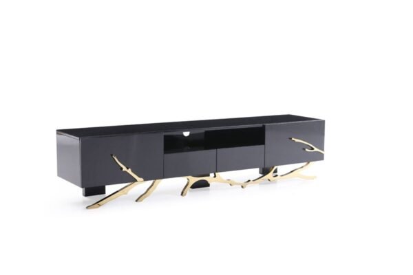 Mueble Modrest Legend - Mueble para TV moderno en
  negro y dorado champán de 87" – Envíos a todo México | FurnitureMX