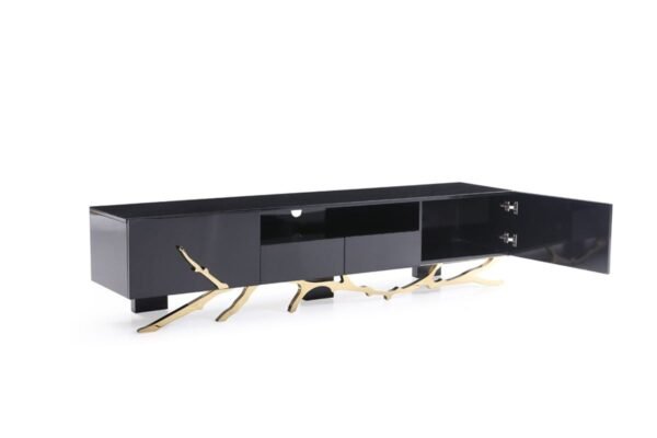 Mueble Modrest Legend - Mueble para TV moderno en
  negro y dorado champán de 87" – Envíos a todo México | FurnitureMX