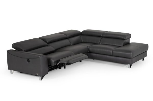 Mueble Divani Casa Versa - Chaise RAF moderna de
  cuero Teco gris con sillón reclinable – Envíos a todo México | FurnitureMX