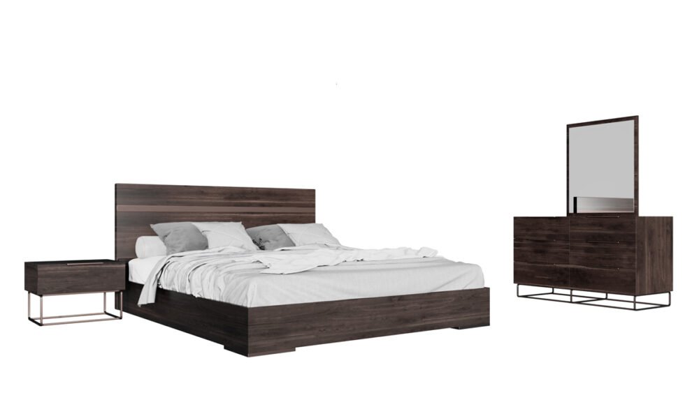 Cama Rovere oscura moderna italiana Nova Domus Benzon