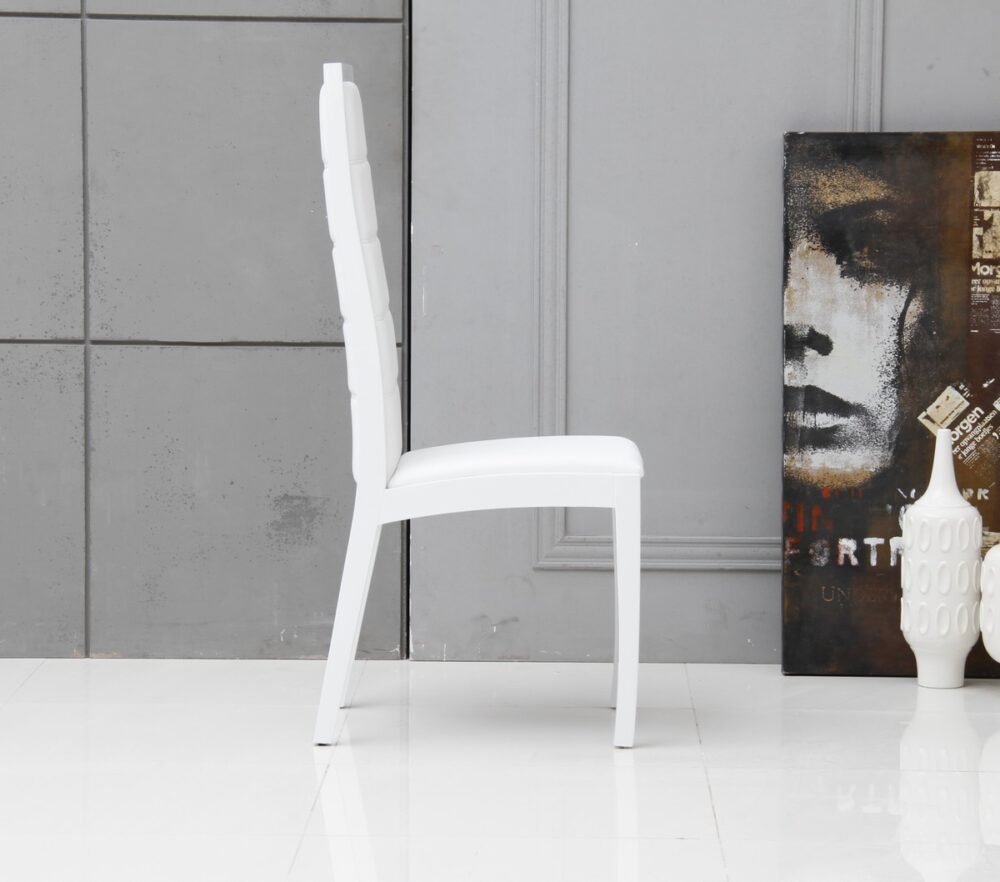 Donna – Silla de comedor contemporánea de polipiel blanca (juego de 2)