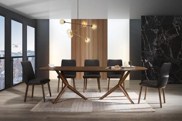 Mueble Modrest Utah - Silla de comedor moderna de
ecopiel marrón y nogal - Juego de 2 – Envíos a todo México | FurnitureMX