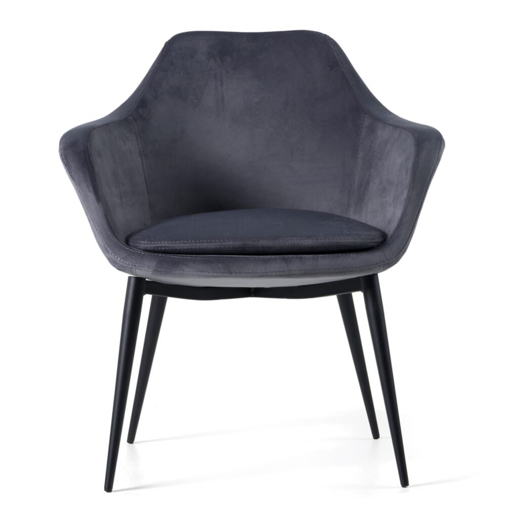 Modrest Wilson – Silla de comedor moderna de terciopelo gris y negro