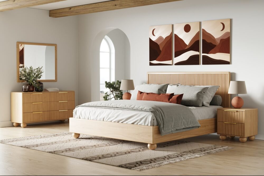 Modrest Winters – Mesita de noche moderna de roble natural