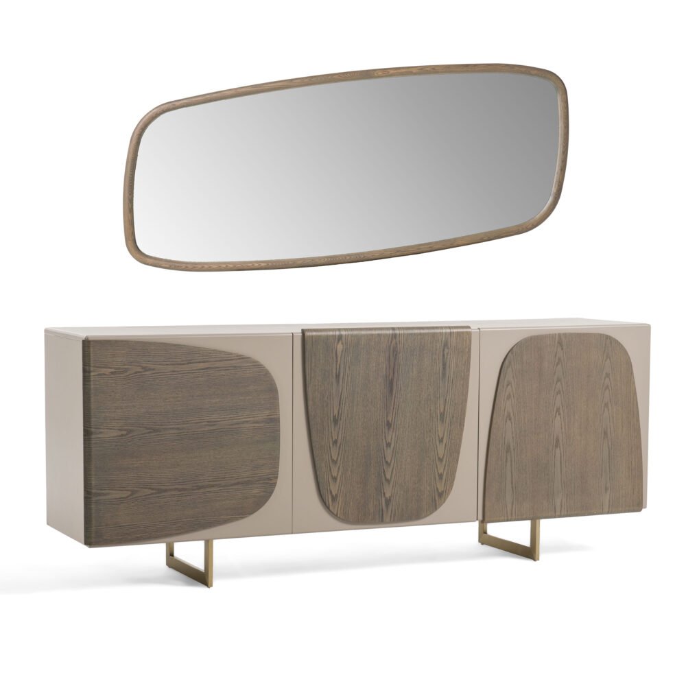Modrest Wynetta – Espejo buffet moderno de fresno gris