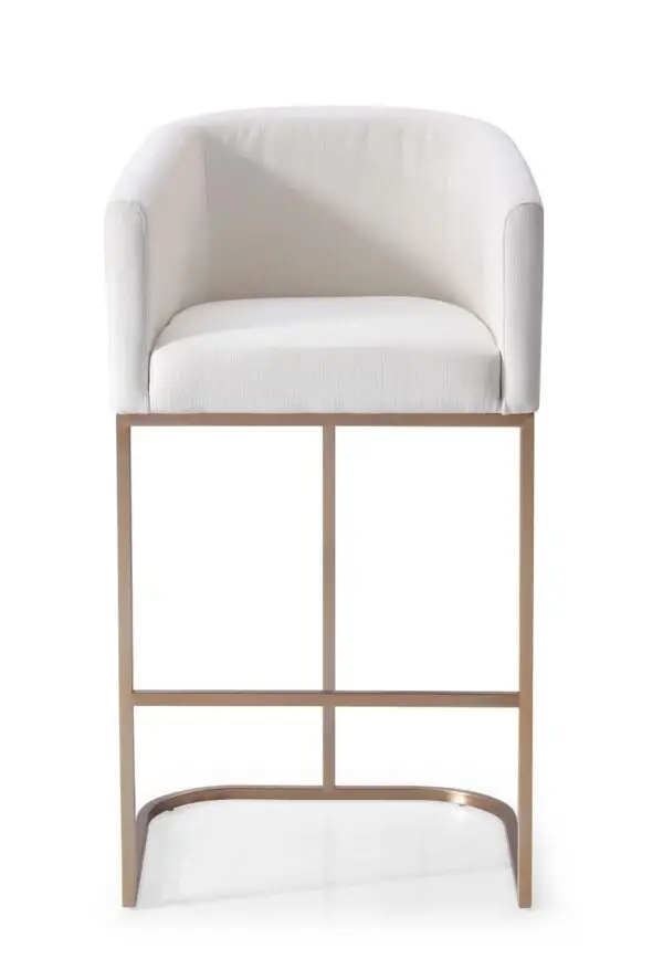 Mueble Modrest Yukon - Silla de bar moderna de tela
blanca y bronce cepillado – Envíos a todo México | FurnitureMX